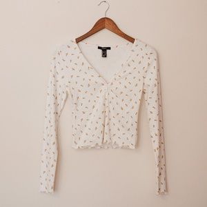 Long Sleeve Floral Crop Top - Forever 21